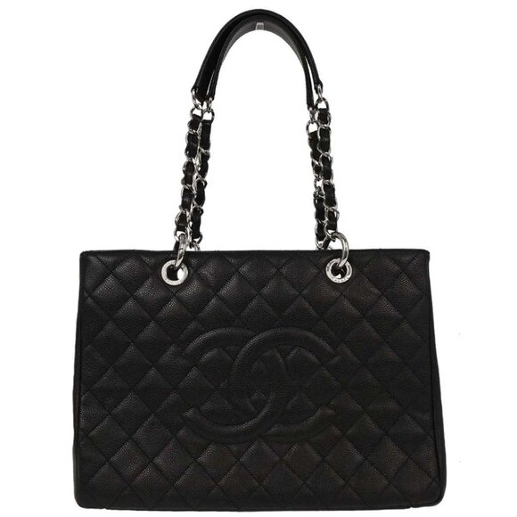 Chanel Black Calfskin Grand Shopping Tote GST Chain Handbag - Picture 1 of 10